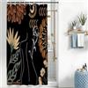 Uiiooazy Tenda Doccia Antimuffa, Tenda da Doccia 120x180cm Nero Bianco Boho Chic Astratta Foglie Verde Tende da Bagno Tessuto Lavabile Impermeabile Poliestere Tende per Vasca da Bagno con 8 Anelli