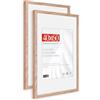 HIMEETIME® 2x Cornice Foto in Legno Quercia 40x60 cm，Passepartout 21x30cm,Cornice 40x60 con Vetro artificiale infrangibile- Cornice per Grande Quadro,Poster-Solo esposizione da parete