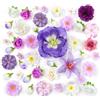 MELLIEX 44 Pezzi Fiori Finti Artificiali, 16 Tipi Piccole Fiorellini Finti per Decorazioni Artificiali da 1,7 a 9 cm per Artigianato DIY Matrimoni (Viola Bianco)
