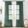 PONY DANCE Tende Camera da Letto Trasparenti Voile Tende con Fettuccia Metodi di Sospensione Multipli Decorativi Curtains per Salotto Eleganti 2 Pezzi 140x245 cm, Verde Scuro