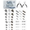 Aezzybe Kit Riparazione Cerniere Lampo Metallo 62 pezzi con pinza taglio terminale e pinza punta, 3 colori e 4 misure (#3, #5, #8, #10) cursore a singola apertura, cursori a U/H