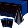 Hegbolke Confezione da 4 tovaglie nere e blu - 220 x 130 cm, rettangolari, nero e blu, per matrimoni, compleanni, prima comunione, baby shower, laurea