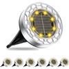 FIFlying 6 pezzi Luci Solari da Giardino, 8 LED Lampade Solare da Terra, Acciaio Inossidabile Bianco Caldo Faretti Sepolta Solari a Led da Esterno, per Prato, Vialetto, Marciapiede, Patio