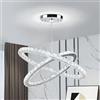 Cainjiazh Lampadario Ovale in Cristallo da 60 cm, Lampada a Sospensione LED a 2 Anelli Bianca Fredda Illuminazione per Soffitto per Isola Cucina Sala da Pranzo Soggiorno e Camera da Letto