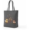 Delindo Lifestyle Kit per ricamo a punto croce autunnale volpe, borsa della spesa in grigio con confezione da ricamo, 44 x 37 cm, set da ricamo fai da te con filo