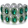 EVER FAITH Bracciale da donna con strass e cristallo art deco, sposa, elastico, colore verde smeraldo, argento, Cristallo