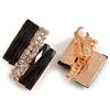 Avalaya 25mm alto/nero vetro trasparente cristallo geometrico clip su orecchini/oro rosa, Vetro
