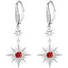 REDSUN, orecchini con pietra di luna in argento sterling 925, stella a otto punte, orecchini pendenti sole/luna, pietre di luna arcobaleno, gioielli per ragazza, madre, figlia, amica, regalo, Argento