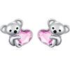 KQ&TTENG Koala - Orecchini da ragazza, in argento Sterling 925, con pietra portafortuna, ipoallergenici, per compleanno, regalo di Natale, Argento sterling, Quarzo