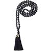 COAI Collana 108 Perle Mala Annodate a Mano in Ossidiana con Nappa Nera e Amuleto OM, 6mm