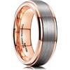 King Will Duo Unisex 8 mm Gold/Black/Rose Gold Plated Tungsten Carbide Ring Wedding Band, S 1/2(60.8mm), Carburo di tungsteno, Nessuna pietra preziosa