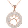 CONILOK Collana Impronta di Zampa di Animale Donna Ragazze con Zircone,Argento 925 Gioielli Stampa di Zampa di Cane Collana con Ciondolo,Rotondo Oro Rosa Collana con Pendente per Fidanzata Mamma Moglie Figlia