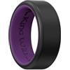 King Will Fedi nuziali da uomo in silicone, 8 mm, comfort fit con design unico della scanalatura interna, anelli di fidanzamento in gomma per indossare e attività quotidiane, colore nero e arancione
