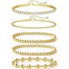 Milacolato Bracciale Donna Oro Delicato Braccialetto di Perline Placcato Oro 18K Stack Set Bracciali Elastico con Perline Oro Estensibile Bracciale Tennis Donna Oro Impermeabile Bracciali RegolabiliC