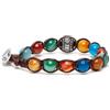 VLNET ® | Bracciale Originale Tibetano con Ruota della Preghiera | Argento e pietre Naturali | Unisex Taglia Unica | Benedetto dai Monaci Tibetani | Tamashii Agata striata mix color