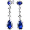 Bling Jewelry Art Deco Vintage Style Wedding Simulato Royal Blue Sapphire AAA Cubic Zirconia Halo Long Pear Solitaire Teardrop CZ Statement Dangle Chandelier Earrings For Women Bridal Party Argento Placcato