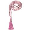 COAI Collana Buddista con 108 Perle Mala in Rodonite Annodate a Mano con Nappa Rosa e Amuleto Om per Uomo e Donna 8mm