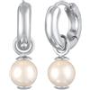 Kuzzoi Orecchini da uomo in argento 925 (12 mm), creole rotonde, classici orecchini con perla di conchiglia