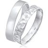 Kuzzoi Anelli da Uomo Set di Anelli Argento, 2 Pezzi Anelli a Fascia Lucidati Argento Sterling 925, Anelli d'Argento per Uomini Look Basic e Martellato, Set Anelli Argento Uomo, Misura 60-66
