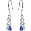 Qings Orecchini Infinito Birthstone - Zaffiro Blu Scuro Settembre Pendenti Donna Argento 925 Zirconia Cubica Orecchini Scintillanti Twist Stroili Regalo di Gioielli per Ragazze Donne