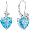 FJ Orecchini Pendenti Donna in Argento Sterling 925 Orecchini Acquamarina Marzo Pietre Portafortuna Orecchini di Fiori di Rosa Gioielli per Donna Amiche Moglie Mamma