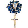 Mondo Cattolico Rosario Cattolico dal Vaticano | Rosario Colorato con Grani in Vetro Variegato e Catena in Ottone Placcato Oro, Medaglia Miracolosa e Crocifisso Smaltato Blu