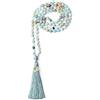 COAI Collana Rosario Buddista con 108 Perle Mala in Amazzonite con Nappa Azzurra e Amuleto OM, 6mm