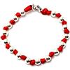 Spadarella Gioielli Spadarella spadino bracciale con sfere in argento 925 di diametro 6 mm e cotone nautico rosso.Fatto a mano.Unisex.Lunghezza 17 cm.
