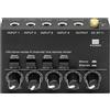 Leikurvo Mixer Audio a 4 Canali, Mini Mixer Stereo Attivo, Consolle di Mixaggio Audio con Basso Rumore, Regolazione del Volume Indipendente, Consolle di Mixaggio Compatta per Microfoni, Chitarre, Bassi