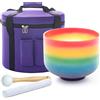 Hye-eun Campana tibetana in cristallo, 20 cm, 528 Hz, nota C | Campana tibetana al quarzo arcobaleno, per meditazione, chakra, per la guarigione del suono, con borsa per il trasporto