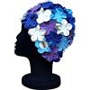 CHEX Anzio - Cuffia da nuoto da donna in gomma termica con petali di fiori 3D, stile vintage, stile Art Deco, taglia unica, per adulti (viola/bianco/blu navy/cielo)