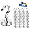 MIKEDE Ganci magnetici da 10 kg, perfetti per crociera, griglia, asciugamani, da appendere in interni, casa, cucina, posto di lavoro, ufficio e garage, confezione da 28