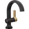 Delta Rubinetto Albion Rubinetto da bagno a foro singolo, Rubinetto da bagno con maniglia singola nero/oro, Rubinetto per lavabo da bagno, Gruppo di scarico pop-up a pressione in metallo, nero opaco