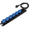 as - Schwabe 38616 - Presa multipla a 6 prese, con cavo da 1,5 m, H07RN-F 3G1,5, multipresa con coperchio a scatto e fissaggio a parete, per esterni, 230 V, 16 A, IP44, colore: Nero