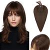 S-noilite Topper Capelli per Donne, 35g Capelli Aria Frangetta, Frangia Fermaglio per Capello per Diradati, Capello Toppers con Base Intrecciata a Mano, 30CM Marrone Scuro #2R