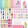 Erinde Set Spa Party da 120 Pezzi per Ragazze, Idee Regalo Donna, Accessori Spa con Maschere Viso per la Cura della Pelle, Crema Mani, Balsamo Labbra e Maschera Labbra, Set Regalo per Donne