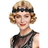 BABEYOND Copricapo Stile Flapper Per Donna - Fascia Pazzo Anni 20 Copricapo Stile Gatsby Anni 20 Accessori Vintage Da Donna Nero