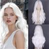 Fulang Hair Parrucca lunga bianca per le donne, parrucche sintetiche in fibra resistente al calore ricci lunghi parrucche bianche, peruka donna capelli naturali per tutti i giorni