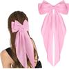 WLLHYF Mollette con Fiocco Grande Coda Lunga Forcine per Capelli in Nastro Francese Fermaglio per Capelli in Raso Setoso Morbido Clip per Bowknot in Metallo Anni '90 per Festa Donna Ragazza (Rosa)