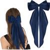 WLLHYF Fermagli per capelli con grande fiocco, nastri lunghi francesi a coda, spille per capelli in raso morbido e setoso, fermagli per capelli in metallo con fiocco anni 90, accessori per feste e San