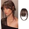 FFWTPY Extension Capelli Veri Clip Frangetta Finta Sintetica Naturale con Fringe Hairpiece Frontale Frangia Extensions Fascia Air Bangs per Donne (Marrone)