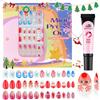 EBANKU 3 Confezioni di Unghie Finte Natalizie per Bambini Kit Unghie | Finte Natale Vecchio Unghie Finte Carine per Ragazze con Colla Costruttrice Unghie 10g