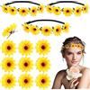 Oenothera 13 Pezzi Fascia Per Ghirlande Floreali, Corona Di Fiori Per Capelli, Girasole Fiori Corona Fascia Capelli, per Matrimoni Festival Vacanza Festa,Foto(Giallo)