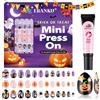 EBANKU Halloween Kid Press on Nails, kit di 72 unghie finte a mandorla, copertura completa, arancione, zucca, fantasma, design carino, unghie acriliche con colla per unghie per ragazza