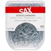 SAX Graffette da 2,5 cm, 125 pezzi, graffette metalliche per documenti, carta, scatola di plastica con chiusura di sicurezza, forniture per ufficio