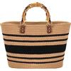 MengH-SHOP Tote Bag Grande Handbag a Spalla Estate Borsa per la Spesa con Manico Borsa di Modo per Donna Ragazze per Shopping Viaggio Spiaggia, Cachi e Nero