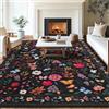 MAST DOO Tappeto per Soggiorno 160x230cm, Tappeto Boho a Pelo Corto Lavabile, Tappeto per Camera da Letto e Soggiorno Grande Lavabile Antiscivolo con Design Floreale per Decorazione di Sala da Pranzo