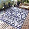 Homaxy Tappeto esterno, resistente intemperie, plastica, pieghevole, lavabile, anti-raggi UV, reversibile, terrazza, campeggio, picnic, 120x180 cm, blu marino e bianco