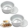 EUBSWA Set di 2 stampi rotondi da 5 cm, in acciaio inox, con rivestimento antiaderente per torte, brownie, torte, lasagne