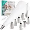 Veloray Sac a Poche Professionali (30 cm), Set con 8 Beccucci Decorativi in Acciaio Inox, Sac a Poche Riutilizzabile in Cotone per Torte, Cupcake e Biscotti